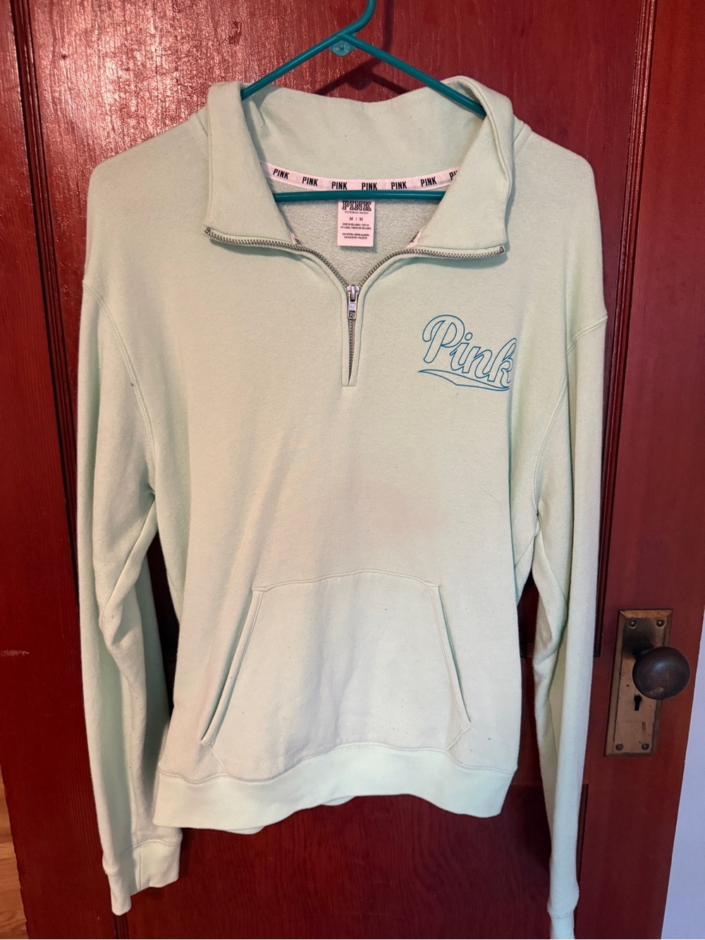 PINK Victoria's Secret Mint Half-Zip Pullover Sweatshirt